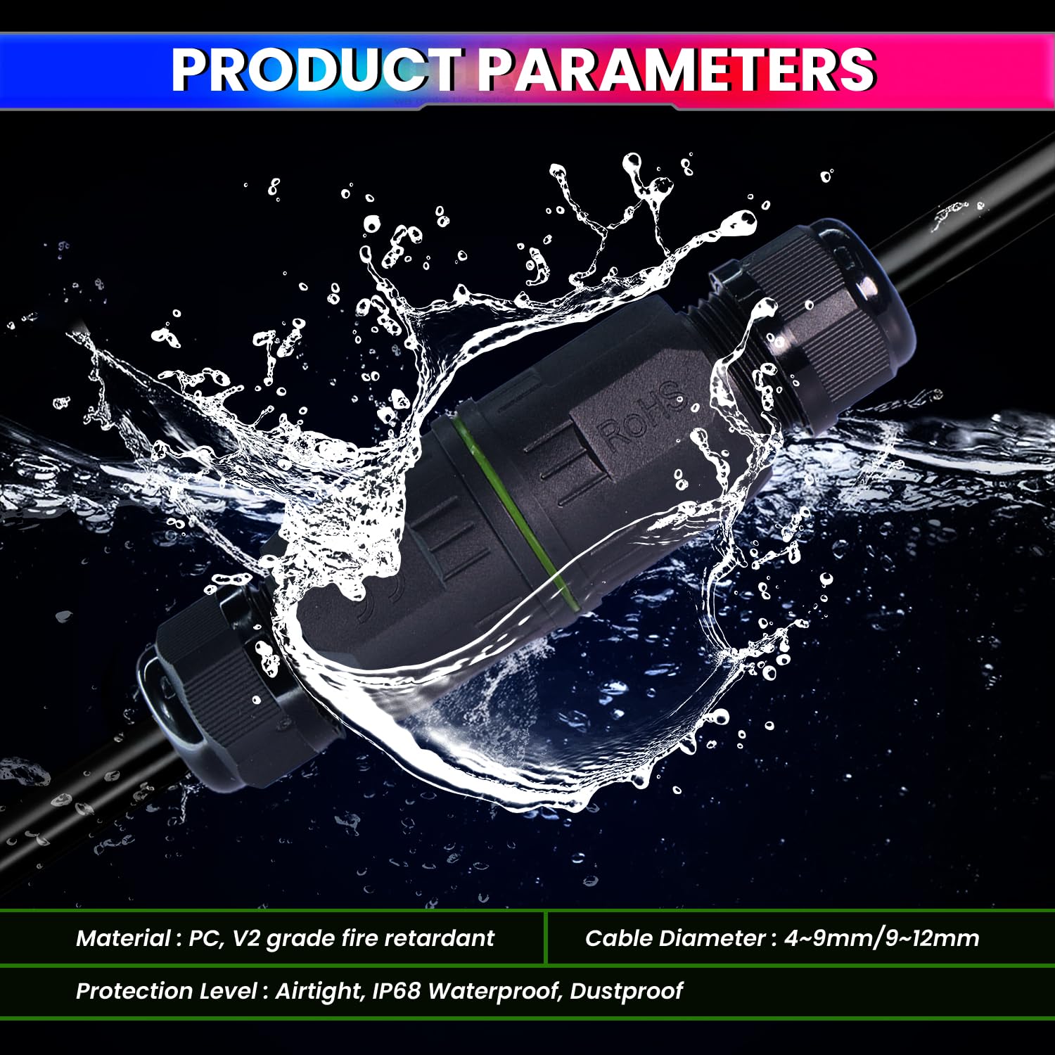 2-Way Junction Box, IP68 L20 Waterproof Outdoor Cable Connector (Pack of 2) amiciKart c0tmiz-hs.myshopify.com