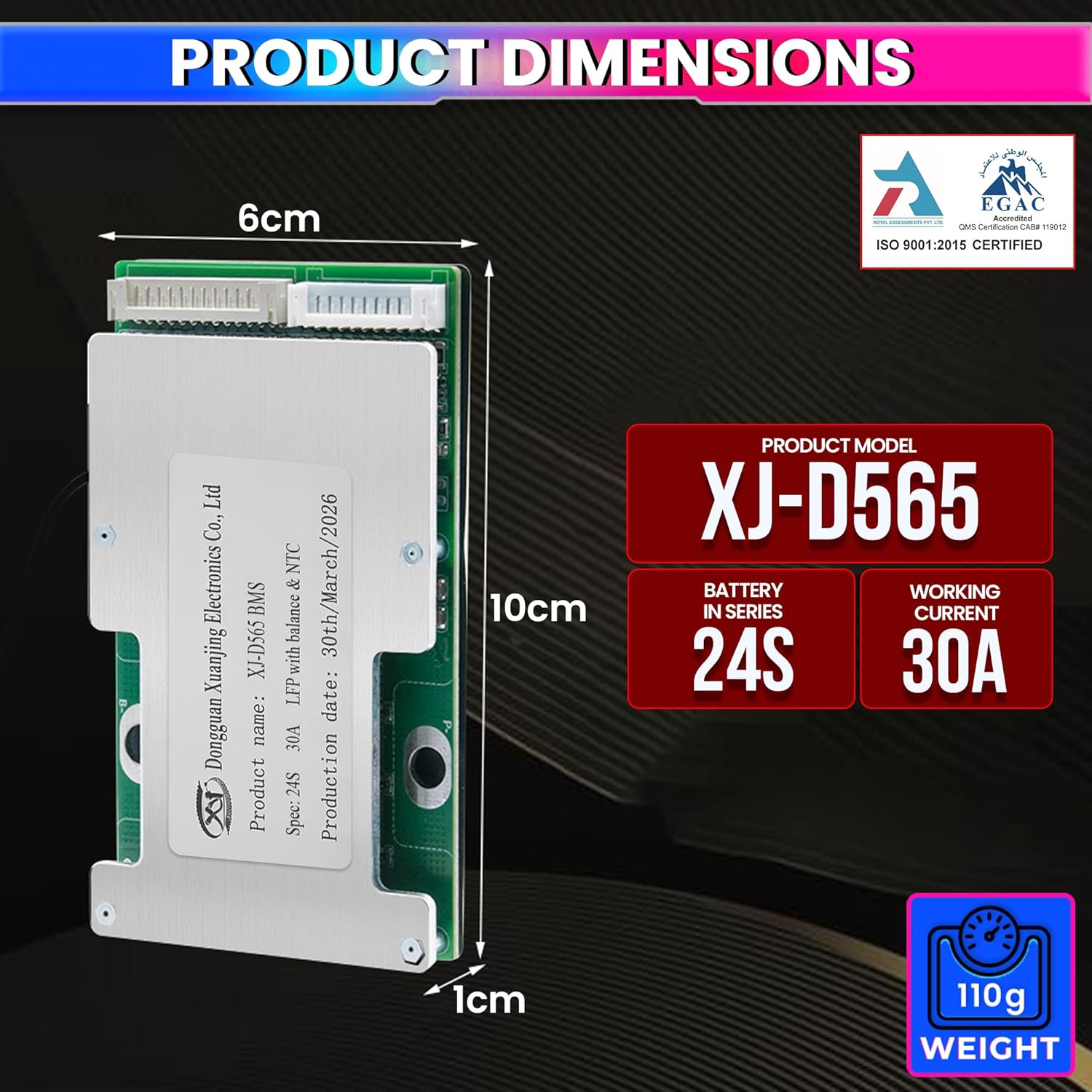 6S–24S LiFePO4 BMS 30A Battery Protection Board for 24V–72V Battery Packs