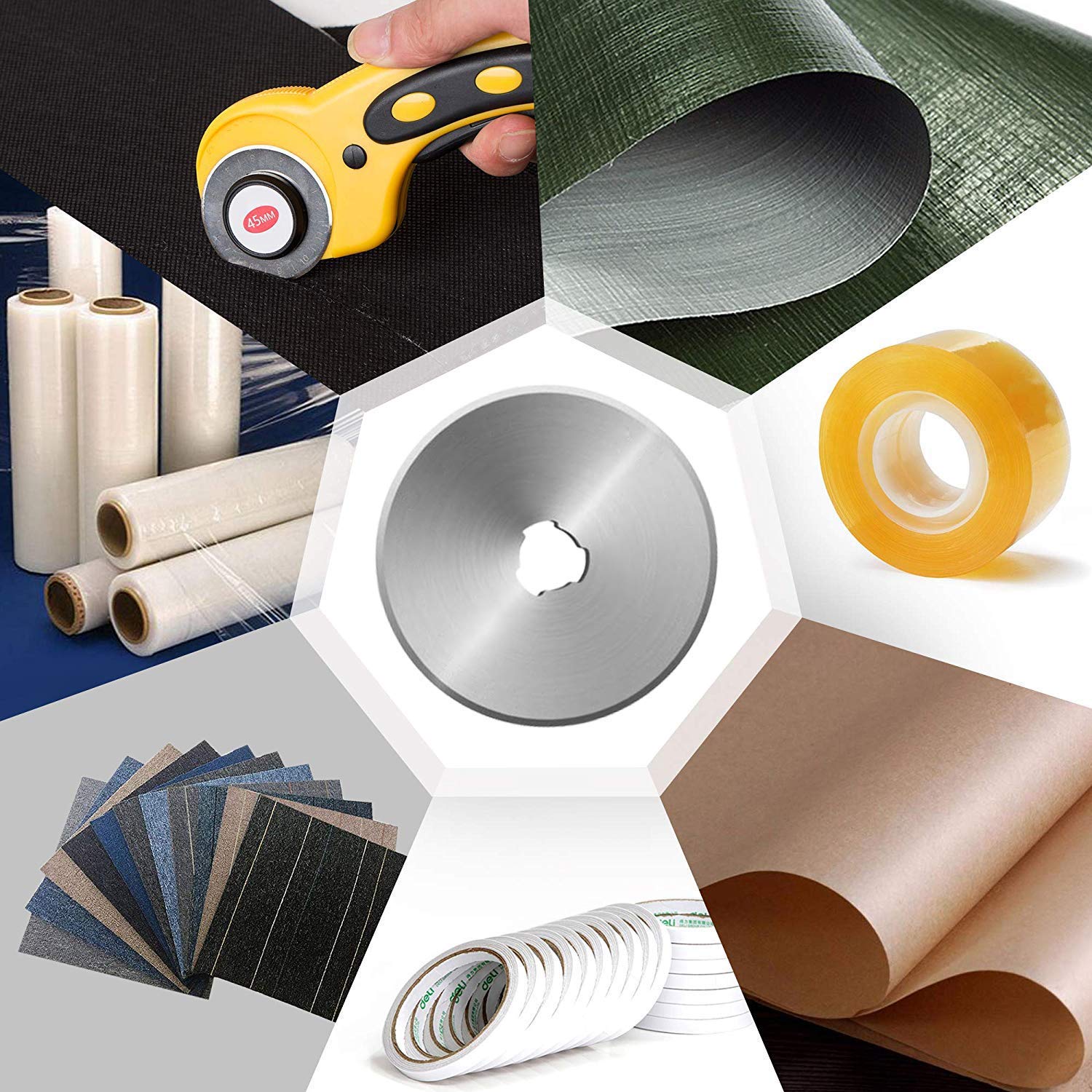 Useful Manual Sewing Roller Cutter Rotary Blade 45 mm with 10 Extra Blade for Quilters Sewing, Fabric, Paper, Leather amiciKart