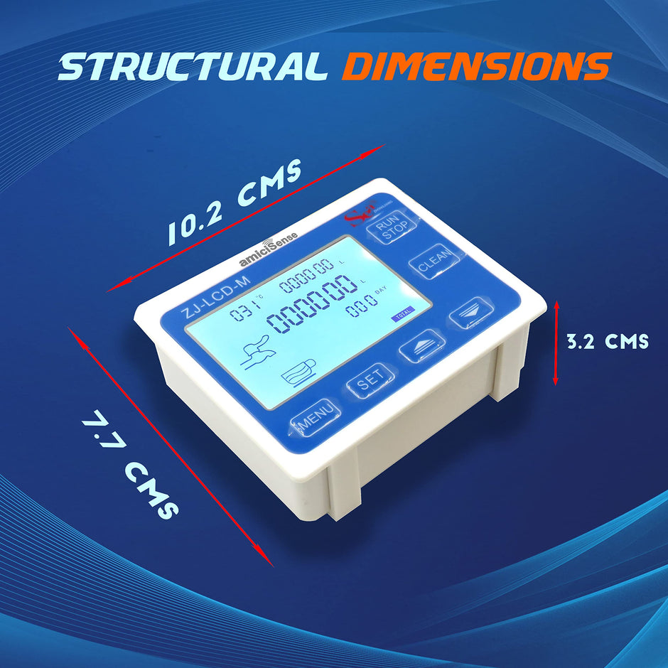 amiciSense Flow Meter, Digital Display Quantitative Controller with G1/2 Sensor, Stop Valve, Power Adapter for Water, Oil, etc. (For All Liquids)