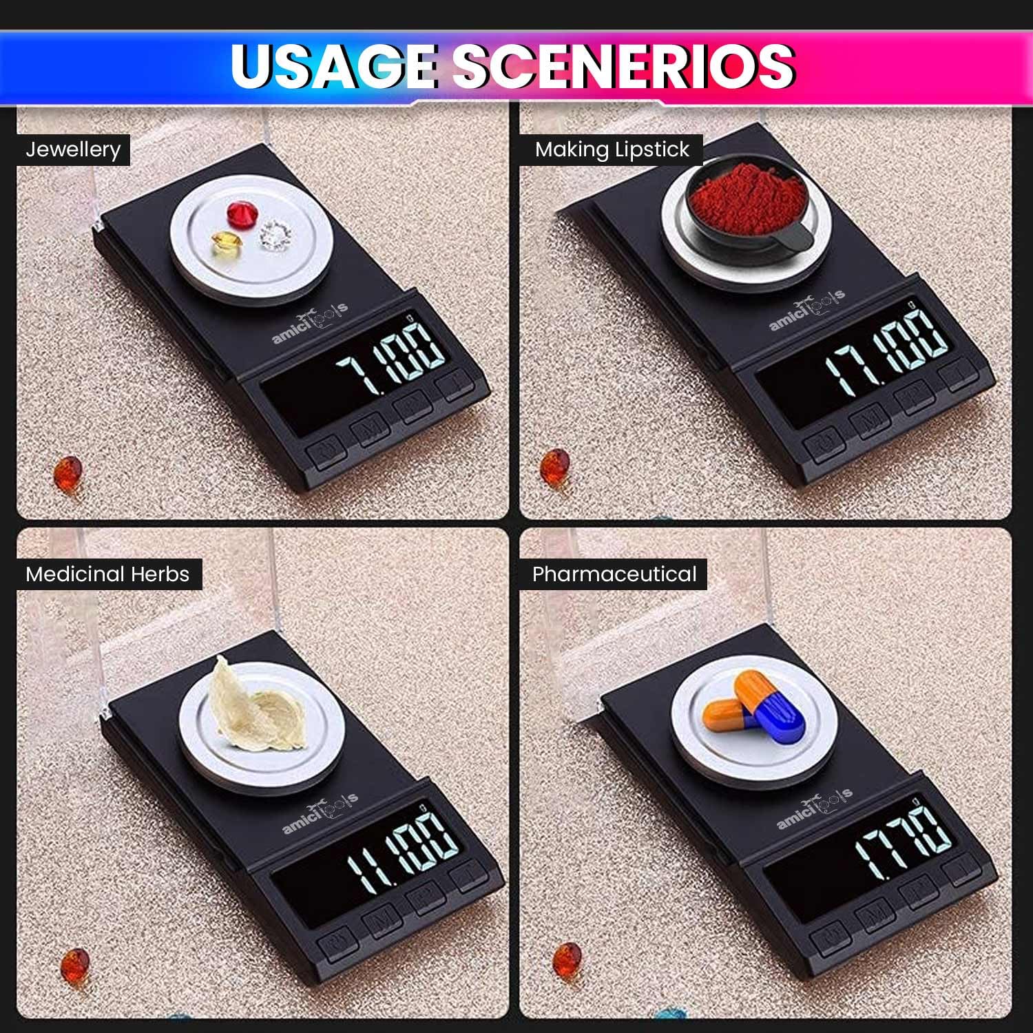 High Precision Digital Pocket Weighing Scale for Gold Jewellery, Medicinal Herbs Battery Powered Scale with LCD display amiciKart c0tmiz-hs.myshopify.com