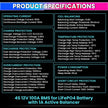 4S 12V 100A BMS for LiFePO4 Battery with 1A Active Balancer