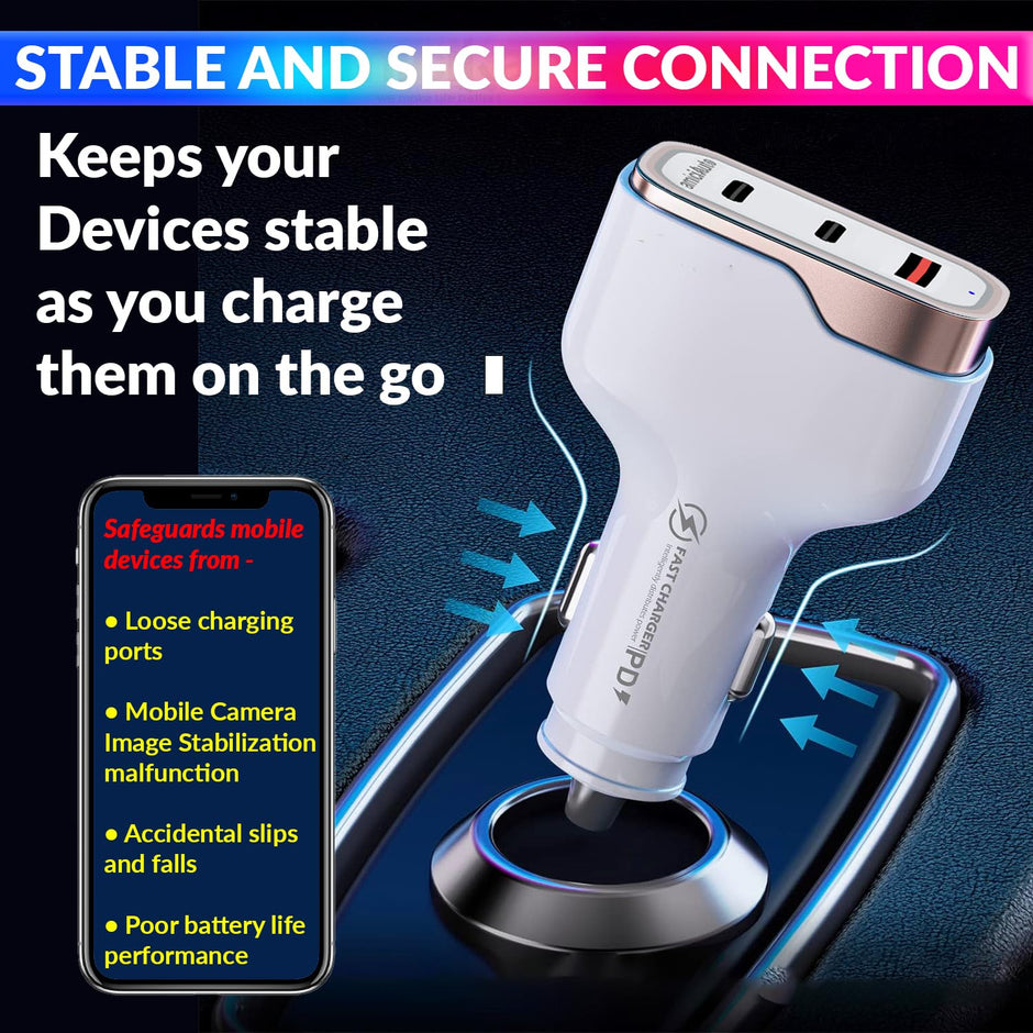 138W Car Charger with PD 3.0/PPS, 105W Dual PD Charging Port, and 18W USB-A QC 3.0 Port