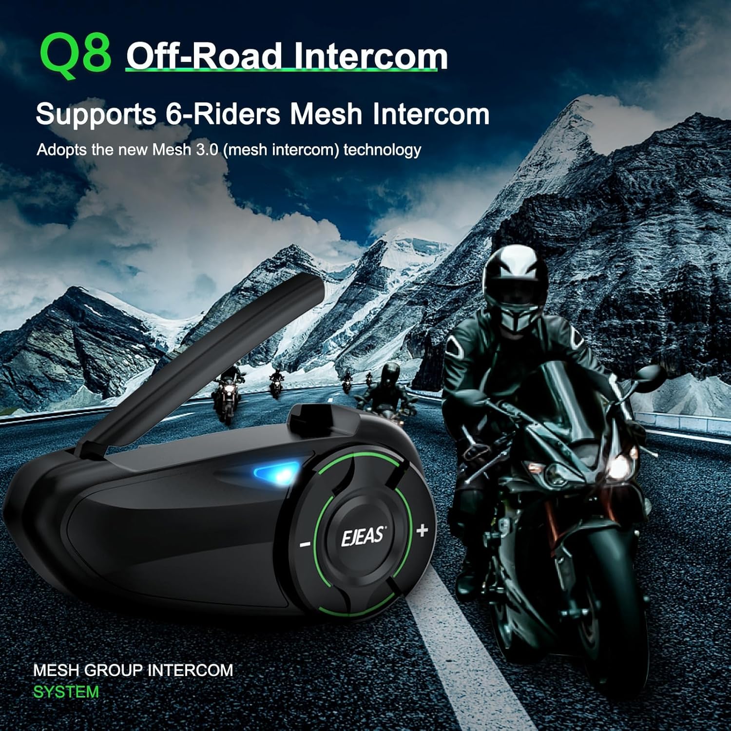 EJEAS Q8 Motorcycle Helmet Bluetooth Headset amiciKart c0tmiz-hs.myshopify.com