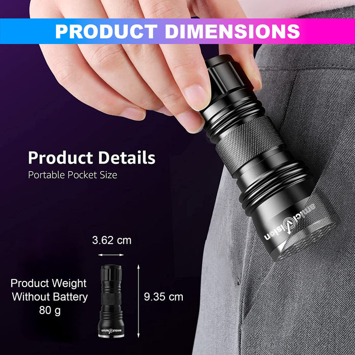 21LED UV Flashlight, 395~400nm Ultra-Violet Metal Torch Black Light