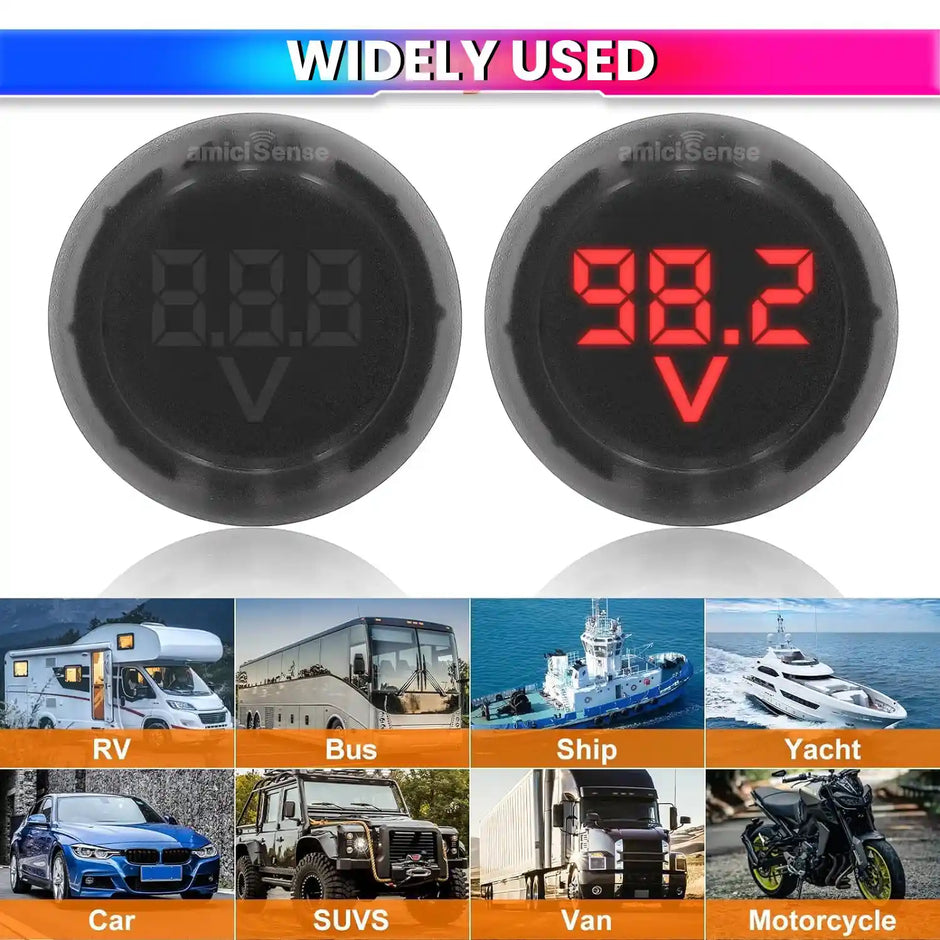 DC 5–100V Mini LED Voltmeter 3-Digit Green Display Bike & Vehicle Battery Voltage Monitor