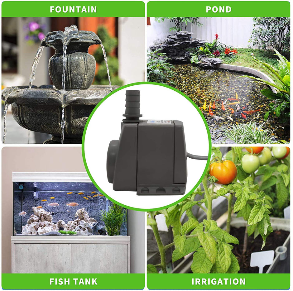 Submersible Pump with 80cm Water Lift and 400L/H Flow (Black, 9W)