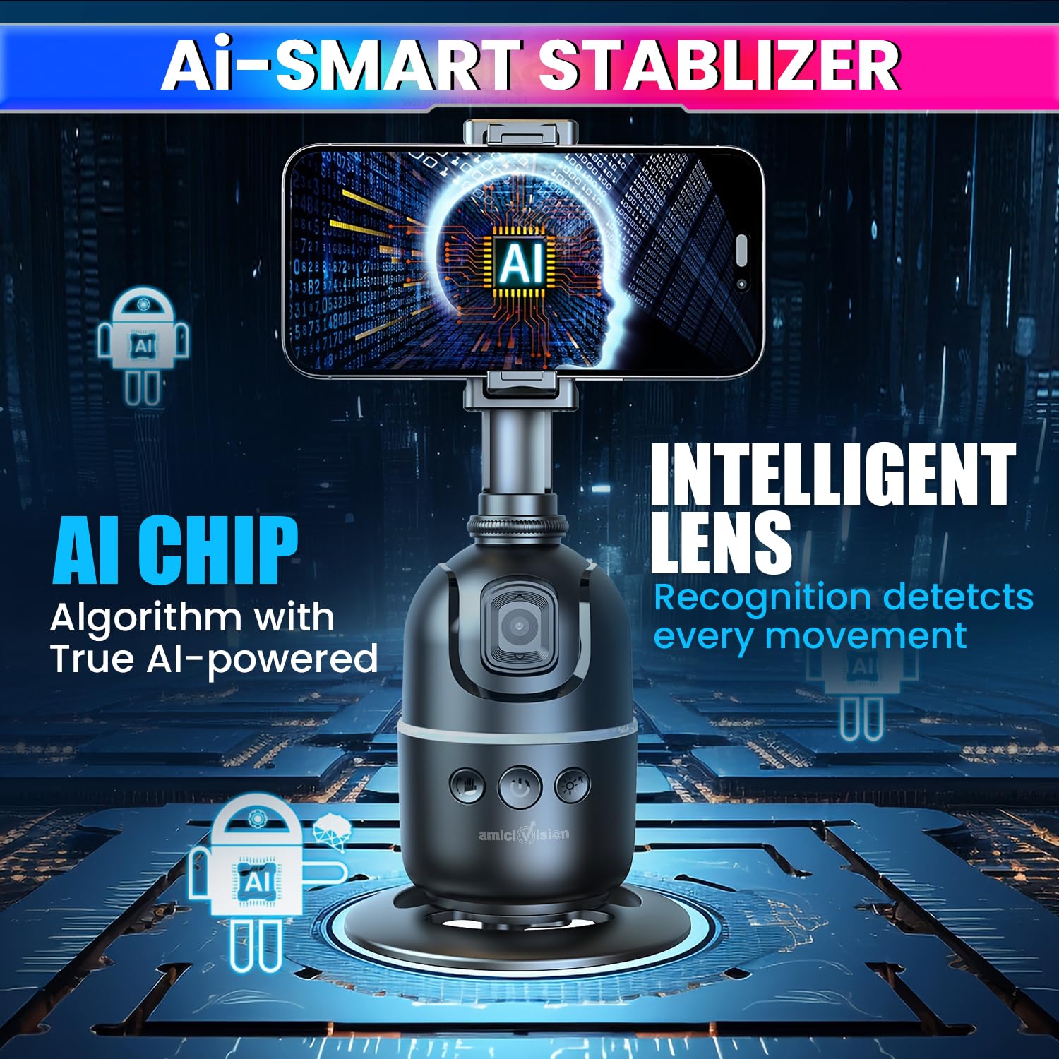 360° AI Face Tracking Phone Mount with Gesture Control – USB-C Rechargeable amiciKart c0tmiz-hs.myshopify.com