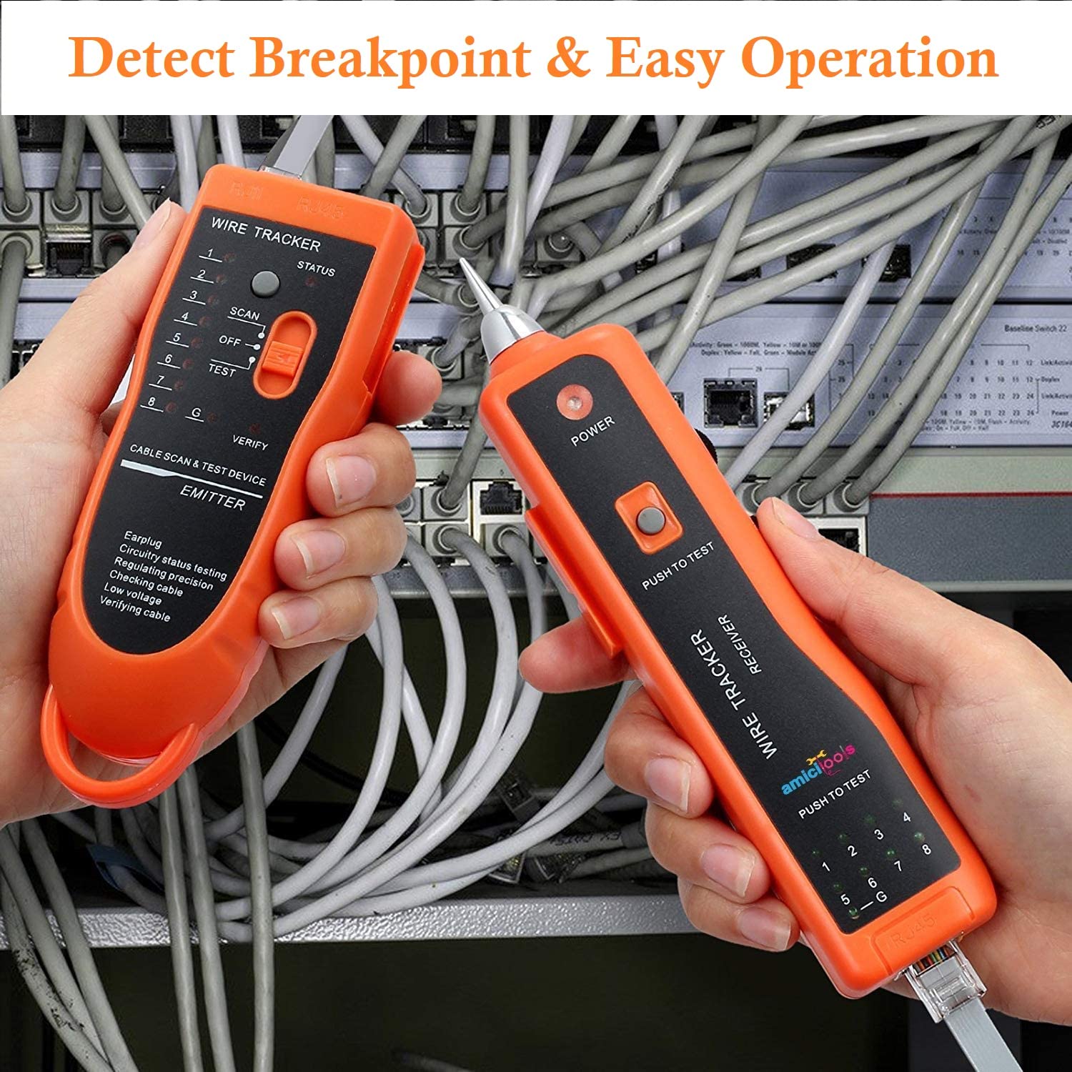 XQ-350 Wire Cable Break Point Tester for Network Cable RJ45/RJ11 with 2×9V Batteries
