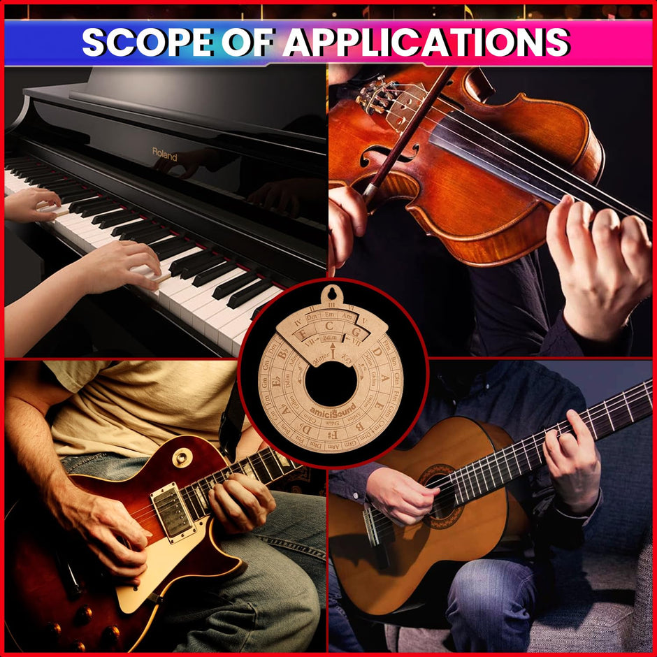 amiciSound Circle of Fifth Wheel for Music Theory Reference, Wooden Melody Tool for Song-Writer Musician