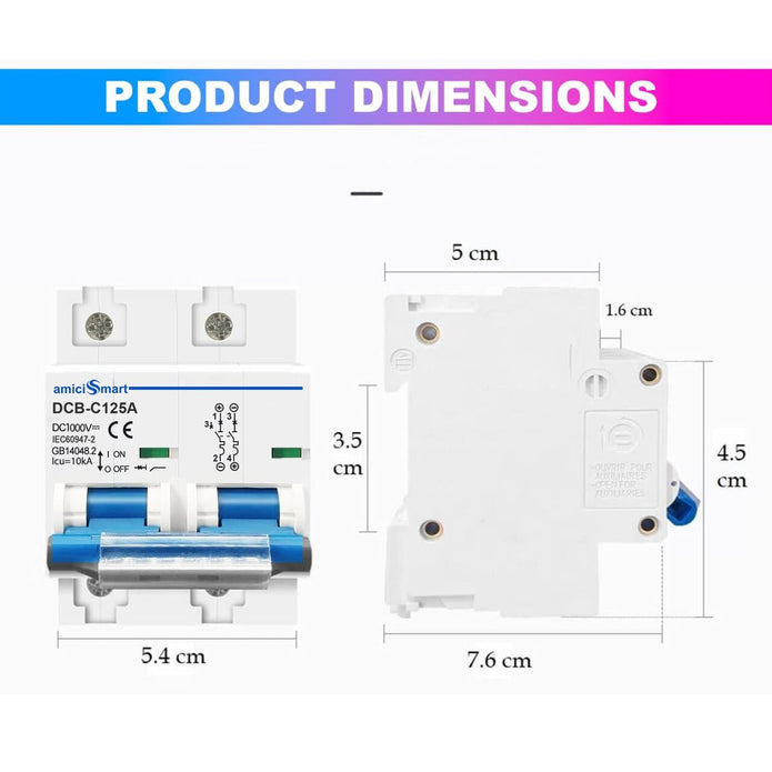 DC Circuit Breaker MCB with High Voltage Capacity 125A 1000V MCB for PV/Solar System