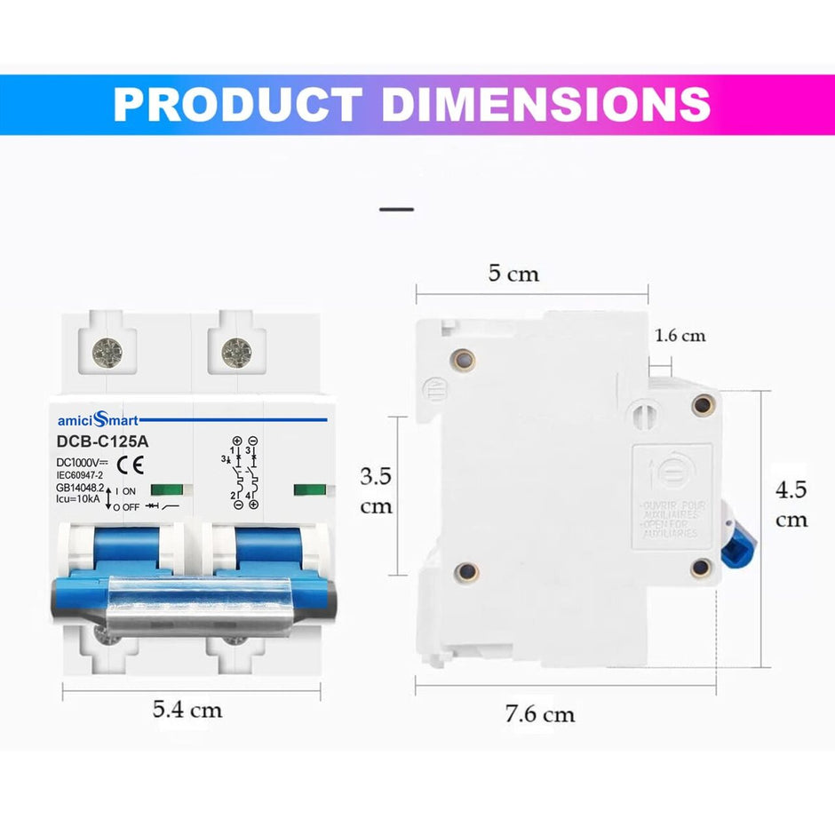 DC Circuit Breaker MCB with High Voltage Capacity 125A 1000V MCB for PV/Solar System amiciKart c0tmiz-hs.myshopify.com