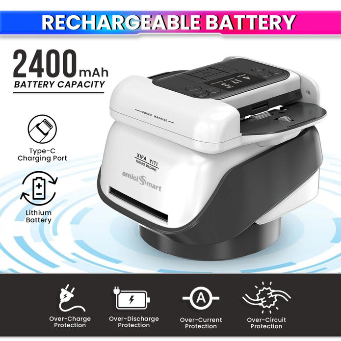 Smart Poker Automatic 2-in-1 Playing Cards Shuffler & Dealer Machine with 360° Rotating OLED Display