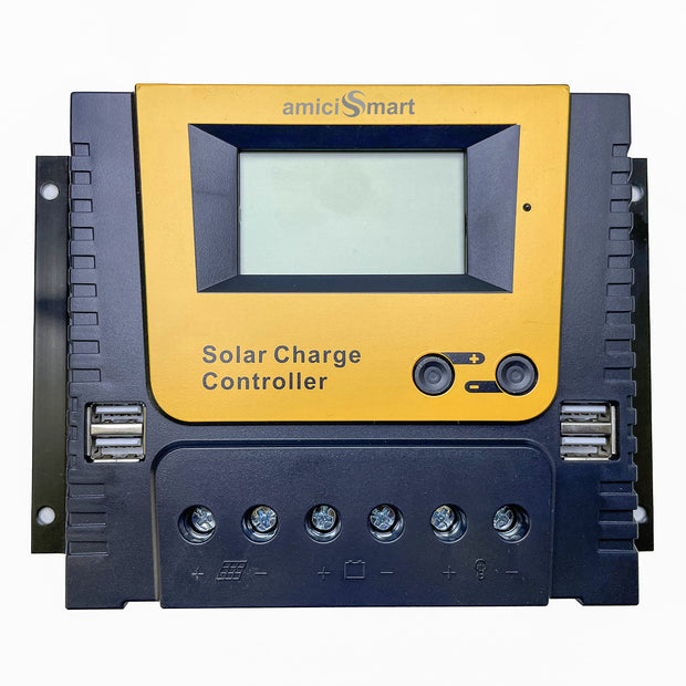 Solar Charge Controller, 4-Stage Intelligent Lithium Battery Regulator for Solar Panel with LCD Display USB Port (80A)