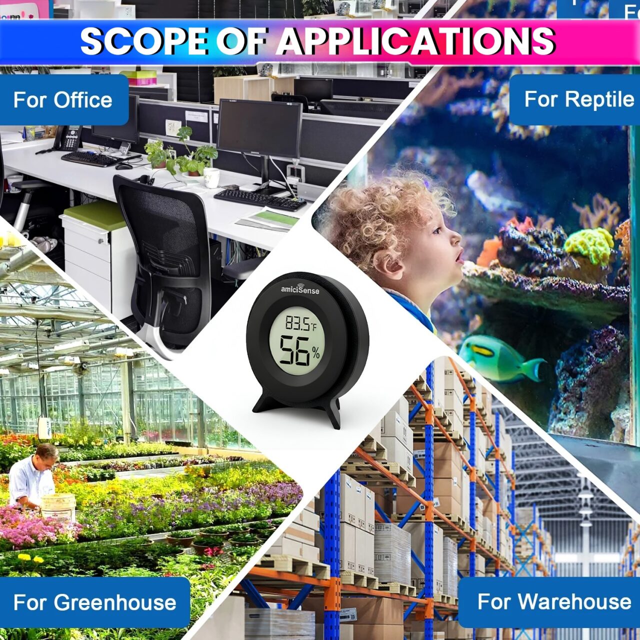 Mini Digital Thermometer & Hygrometer – Compact Temperature & Humidity Monitor with Back Sensor for Home, Car & Office amiciKart