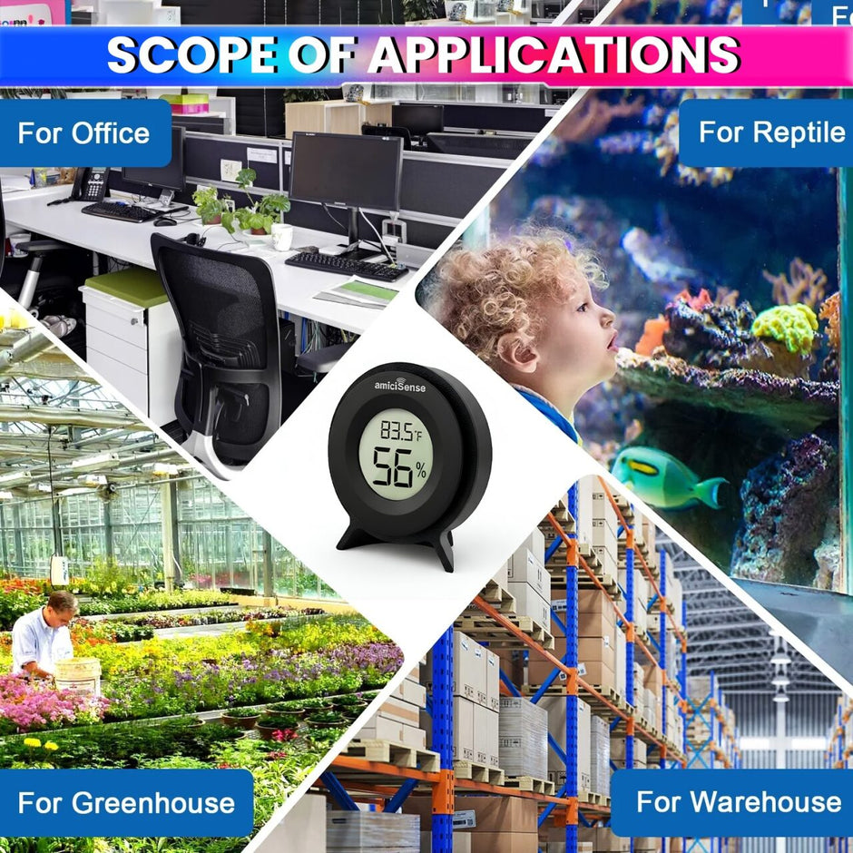 Mini Digital Thermometer & Hygrometer – Compact Temperature & Humidity Monitor with Back Sensor for Home, Car & Office amiciKart