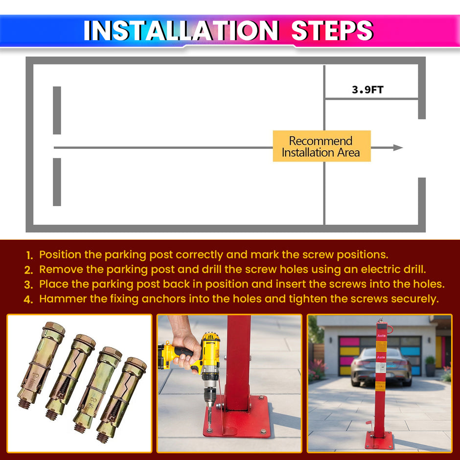 Heavy Duty Folding Parking Barrier Lock with Keys & Foot Quick-Deploy for Home, Office & Private Driveways