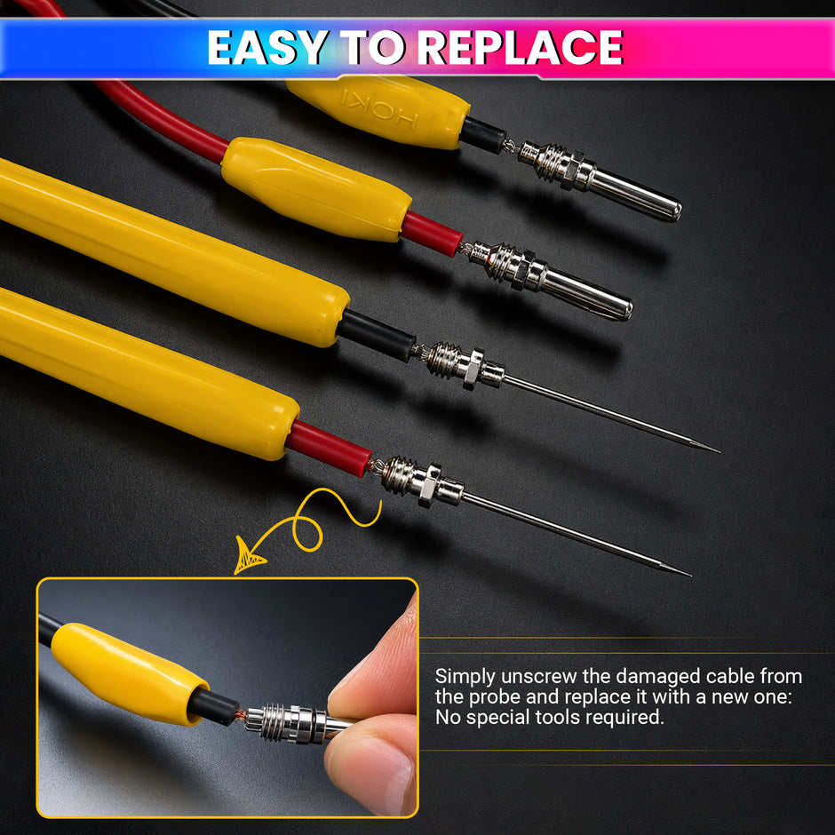 Reusable Extra Long Pins Test Leads Probe Replacement Pair Cable for Digital Multimeter