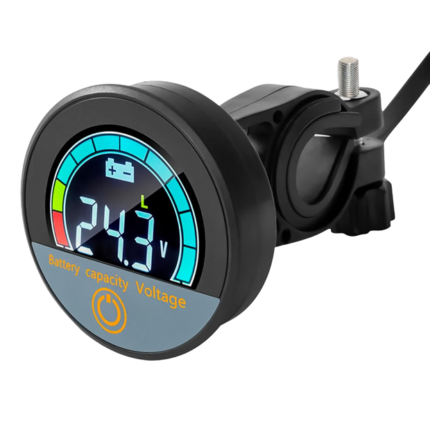 Digital Battery Indicator for Bikes, E-Rickshaws 4-in-1 Battery, Voltage Charge, Temperature with Grid Display
