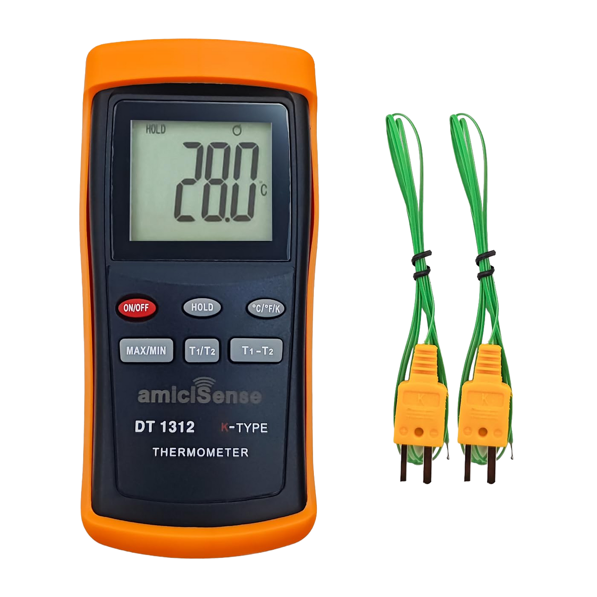 High-Precision 2-Channel K-Type Thermocouple Thermometer -200°C to 1370°C Digital Temperature Meter with Auto-Shut