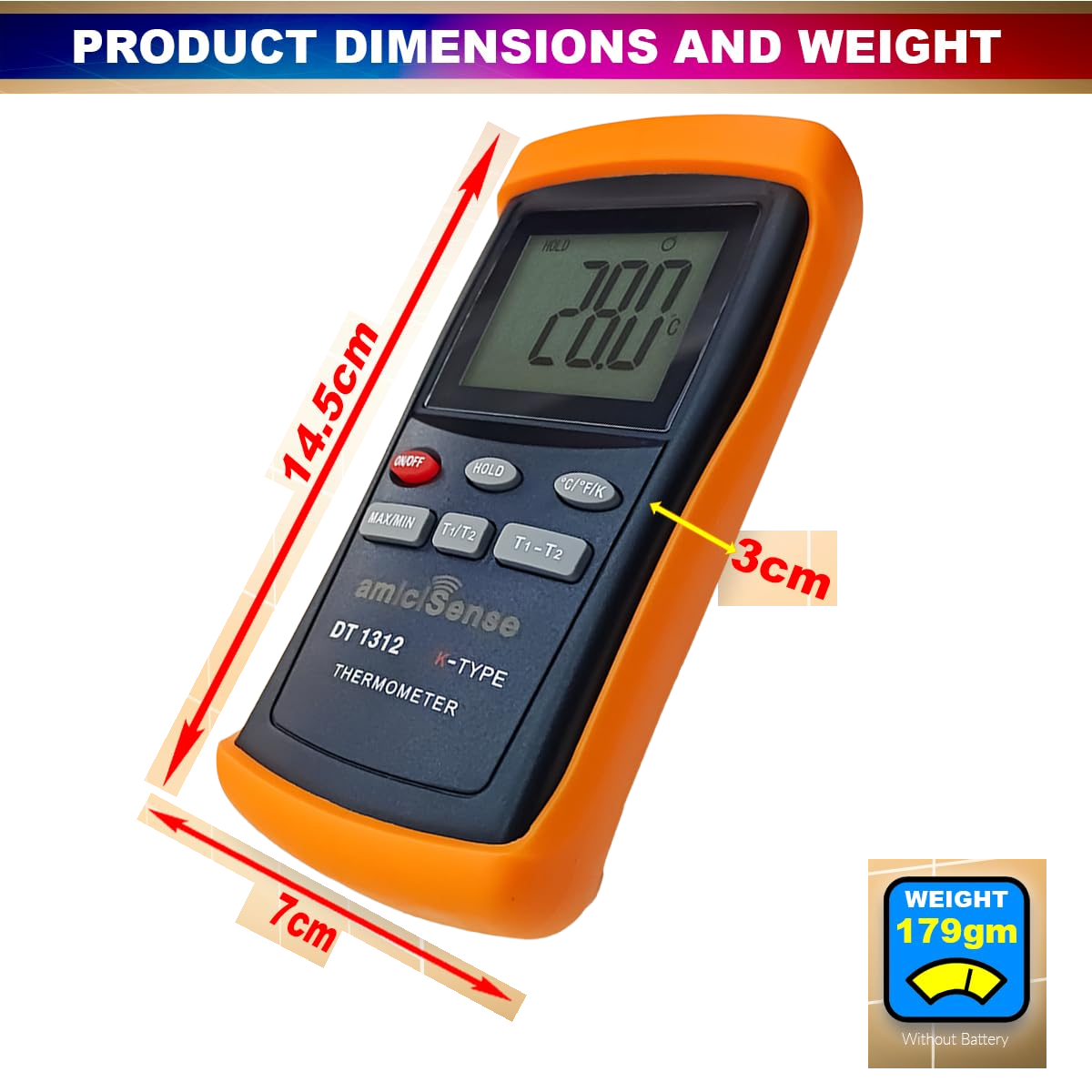 High-Precision 2-Channel K-Type Thermocouple Thermometer -200°C to 1370°C Digital Temperature Meter with Auto-Shut