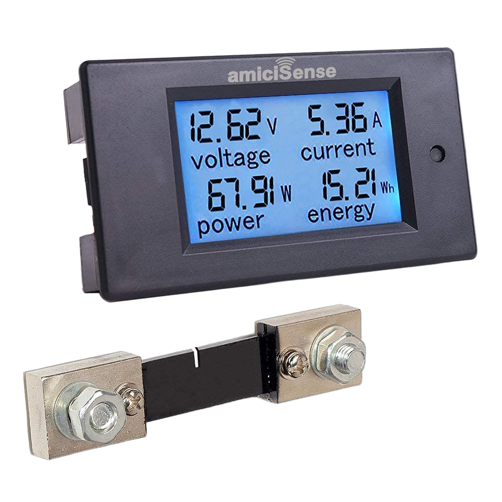 DC 4-in-1 Energy Meter, 6.5–100V 100A (10kW) Power Meter Voltage, Current, Power & kWh Meter with Digital Display