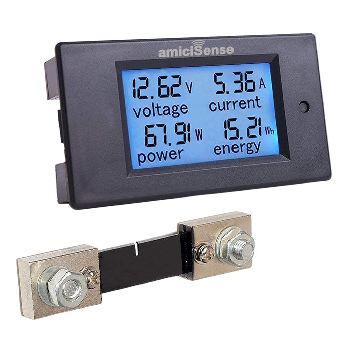 DC 4-in-1 Energy Meter, 6.5–100V 100A (10kW) Power Meter Voltage, Current, Power & kWh Meter with Digital Display