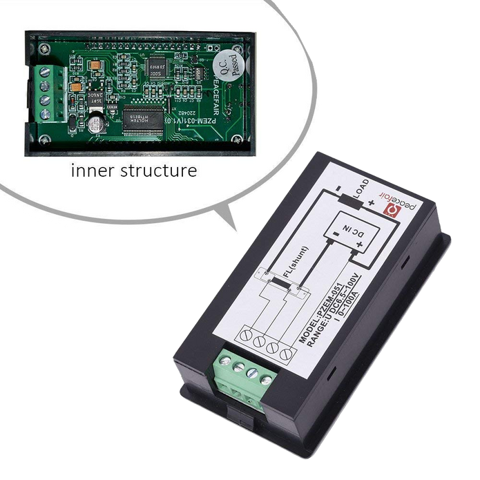 DC 4-in-1 Energy Meter, 6.5–100V 100A (10kW) Power Meter Voltage, Current, Power & kWh Meter with Digital Display