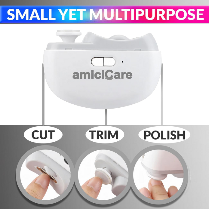 2-in-1 Electric Nail Polisher & Rechargeable Nail Cutter for Baby and Adult Dual Speed, Auto Shut & Built-in Nail Collector