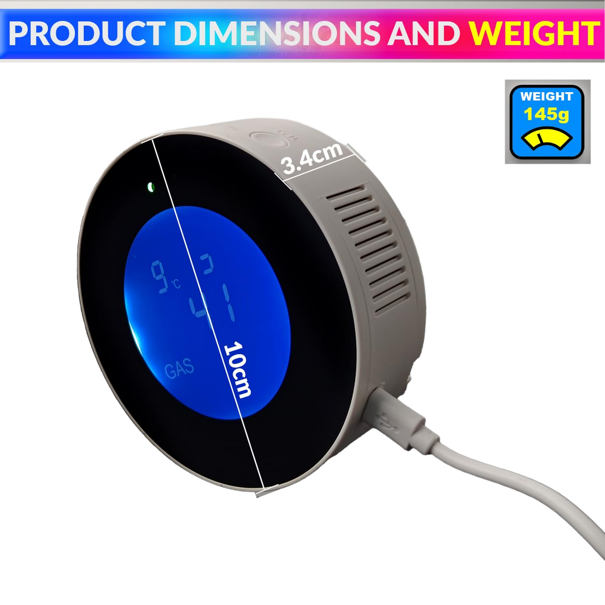 WiFi Flammable Gas Leak Detector, SmartLife App Compatible LPG/Natural Gas Leak Alarm Sensor for Fire Security Protection