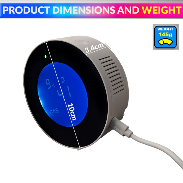 WiFi Flammable Gas Leak Detector, SmartLife App Compatible LPG/Natural Gas Leak Alarm Sensor for Fire Security Protection