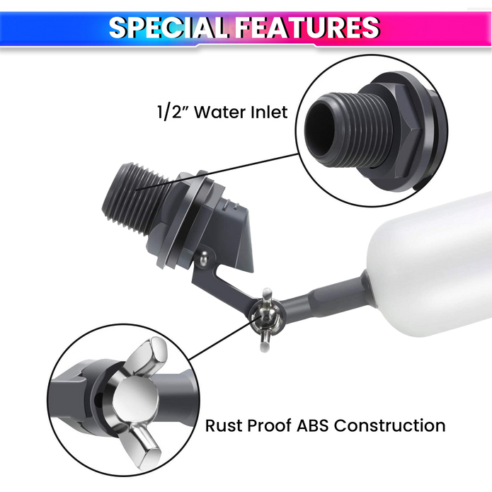 1/2 Inch Float Ball Valve with Adjustable Arm – Automatic Water Level Controller