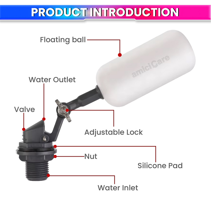 1/2 Inch Float Ball Valve with Adjustable Arm – Automatic Water Level Controller