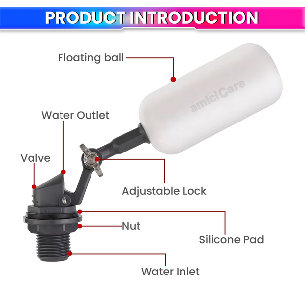 1/2 Inch Float Ball Valve with Adjustable Arm – Automatic Water Level Controller