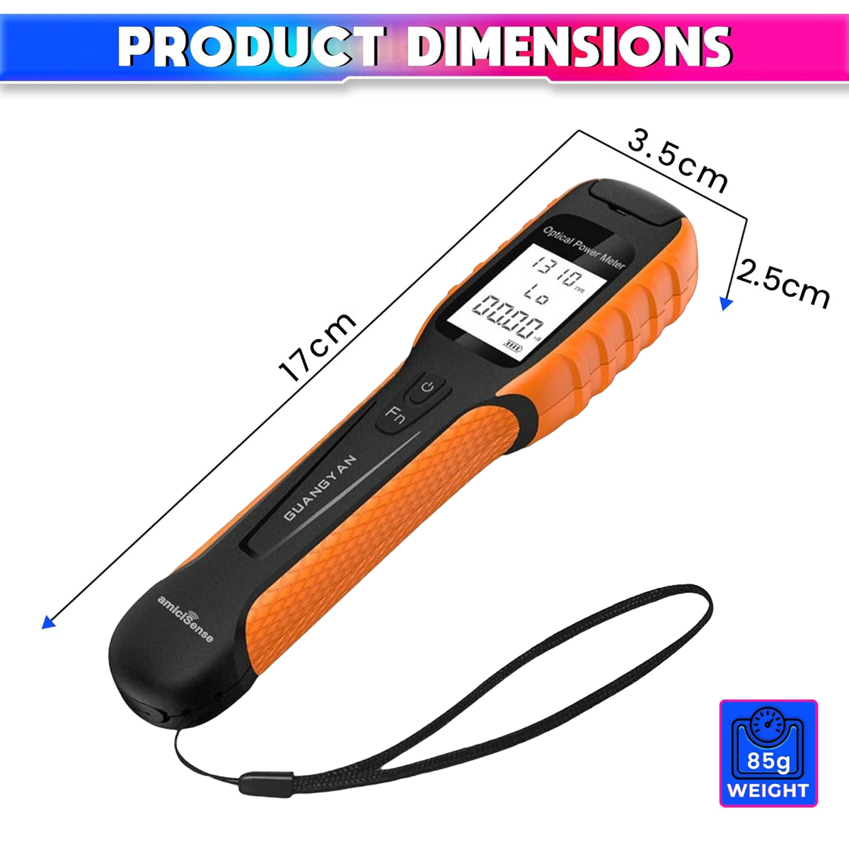 Optical Fiber Meter, 800–1700nm Rechargeable Tester with 7 Wavelengths, SC/ST/FC Compatible
