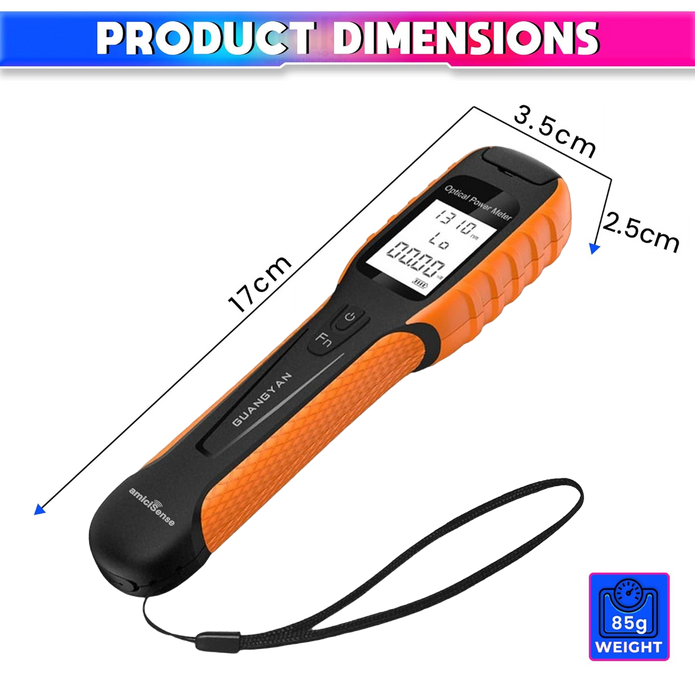 Optical Fiber Meter, 800–1700nm Rechargeable Tester with 7 Wavelengths, SC/ST/FC Compatible