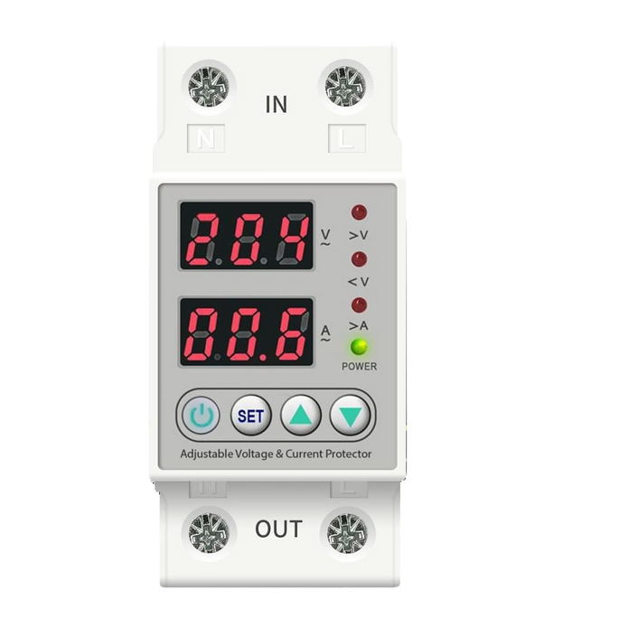 Single Phase Automatic Voltage Protector with Over/Under Voltage & Overload Protection with Auto-Reconnect & LED Display (80A)