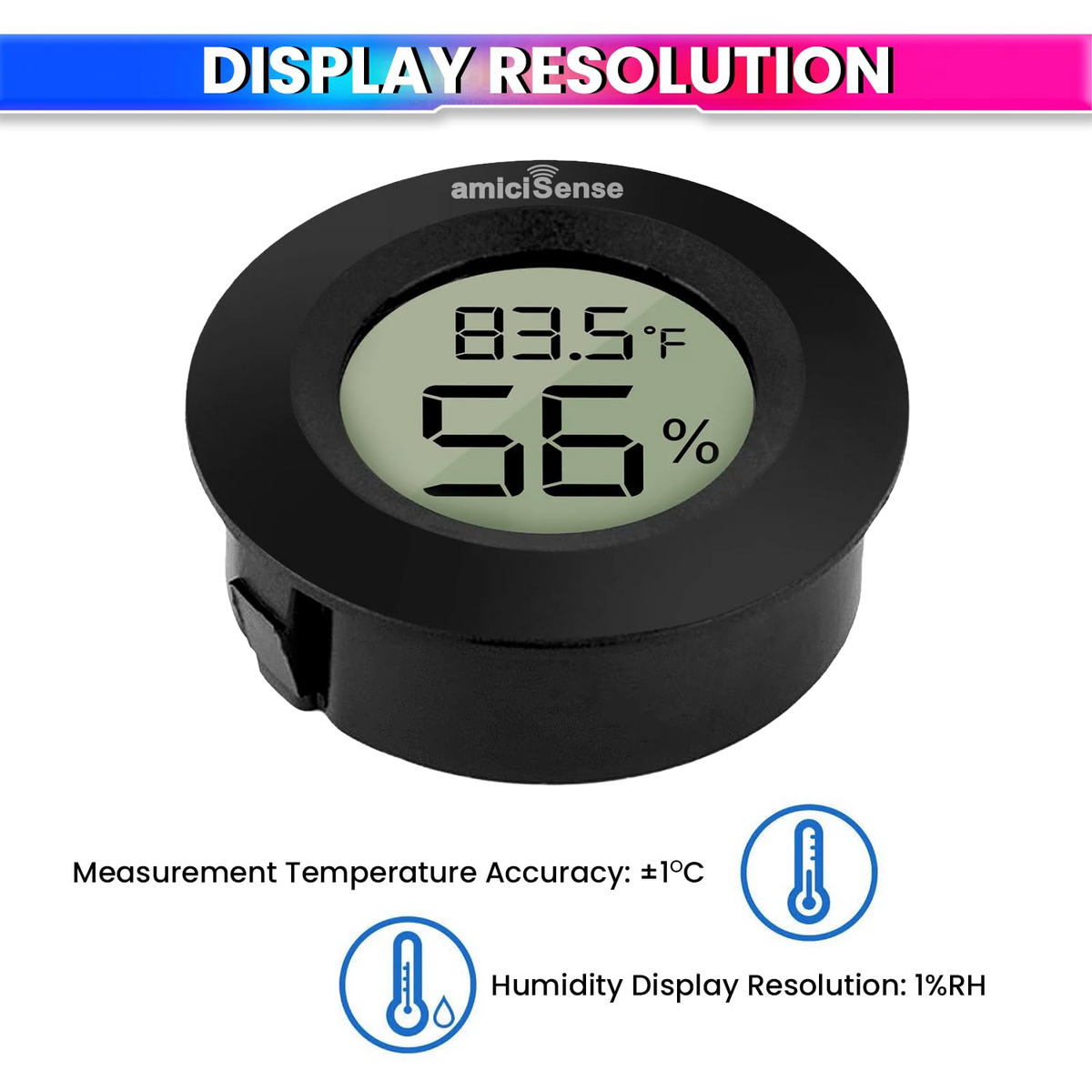 Mini Digital Thermometer & Hygrometer – Compact Temperature & Humidity Monitor with Back Sensor for Home, Car & Office