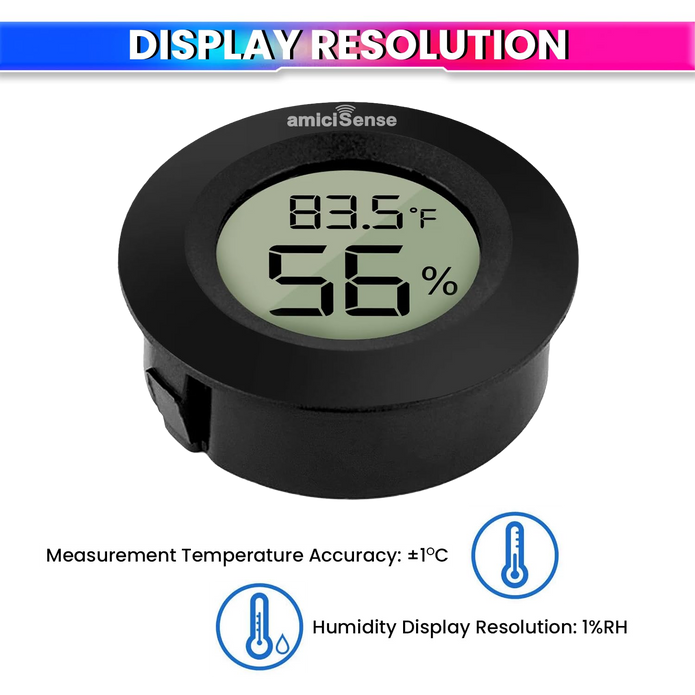 Mini Digital Thermometer & Hygrometer – Compact Temperature & Humidity Monitor with Back Sensor for Home, Car & Office