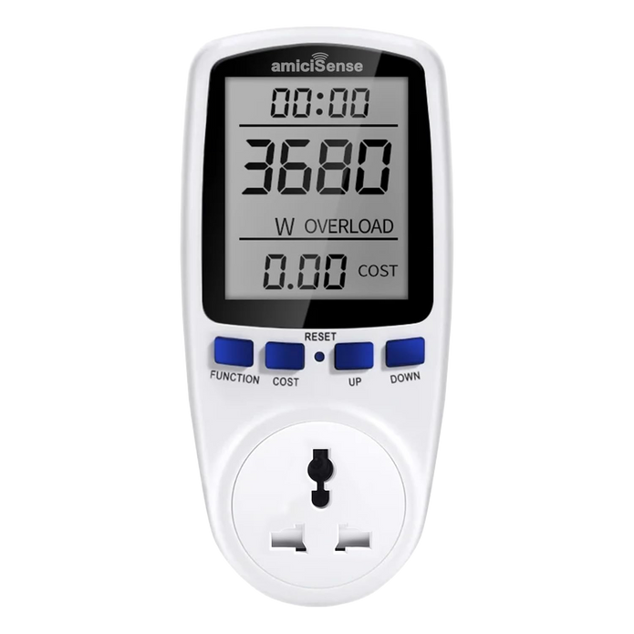 Digital Power Meter Plug – Voltage, Amps & Frequency Test & Cost Monitor 16A Capacity with Real-Time