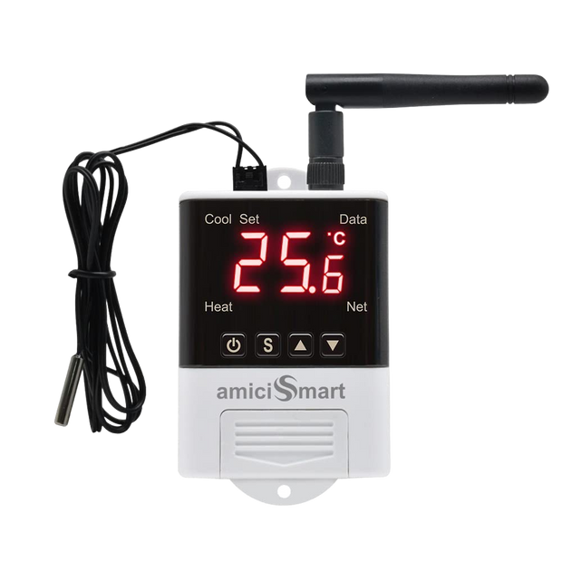 WiFi Digital Thermostat AC 220V, -40~99.9°C Temp Controller with NTC Sensor & LCD