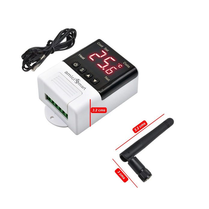 WiFi Digital Thermostat AC 220V, -40~99.9°C Temp Controller with NTC Sensor & LCD