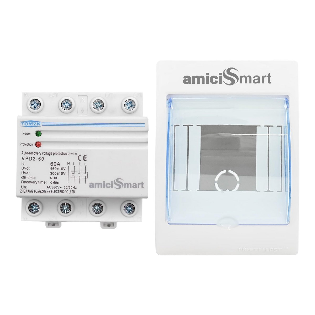 Automatic Over/Under Voltage Protector with Auto Re-Connect 4 Wire Din-Rail Mounted 3 Phase 380V, 60A