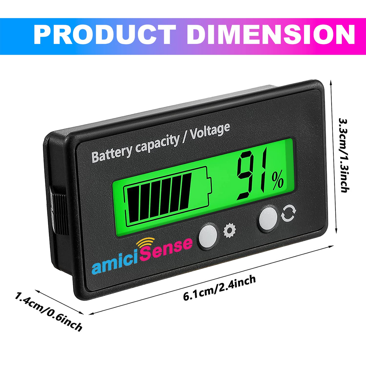 8-70V Battery Capacity Indicator With LCD Voltage & Charge Display for Lead Acid Batteries in E-Rickshaw/E-Bikes