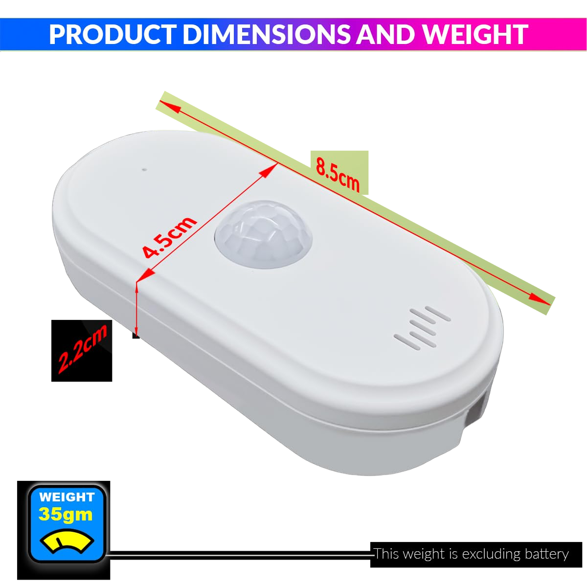 WiFi PIR Motion Sensor Alarm with SmartLife App Connectivity 75dB Siren & USB Powered Home Security Detector