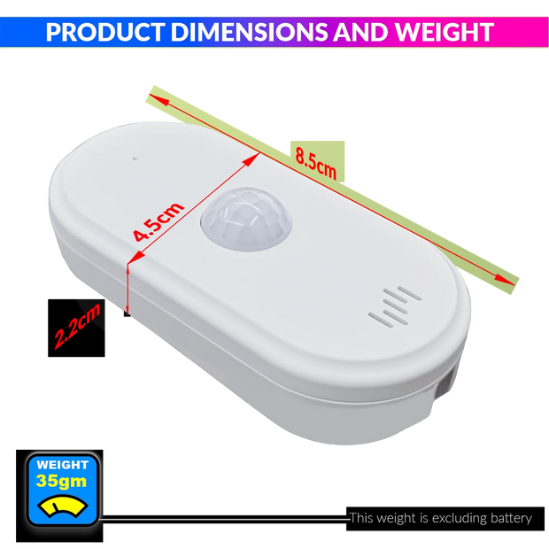 WiFi PIR Motion Sensor Alarm with SmartLife App Connectivity 75dB Siren & USB Powered Home Security Detector