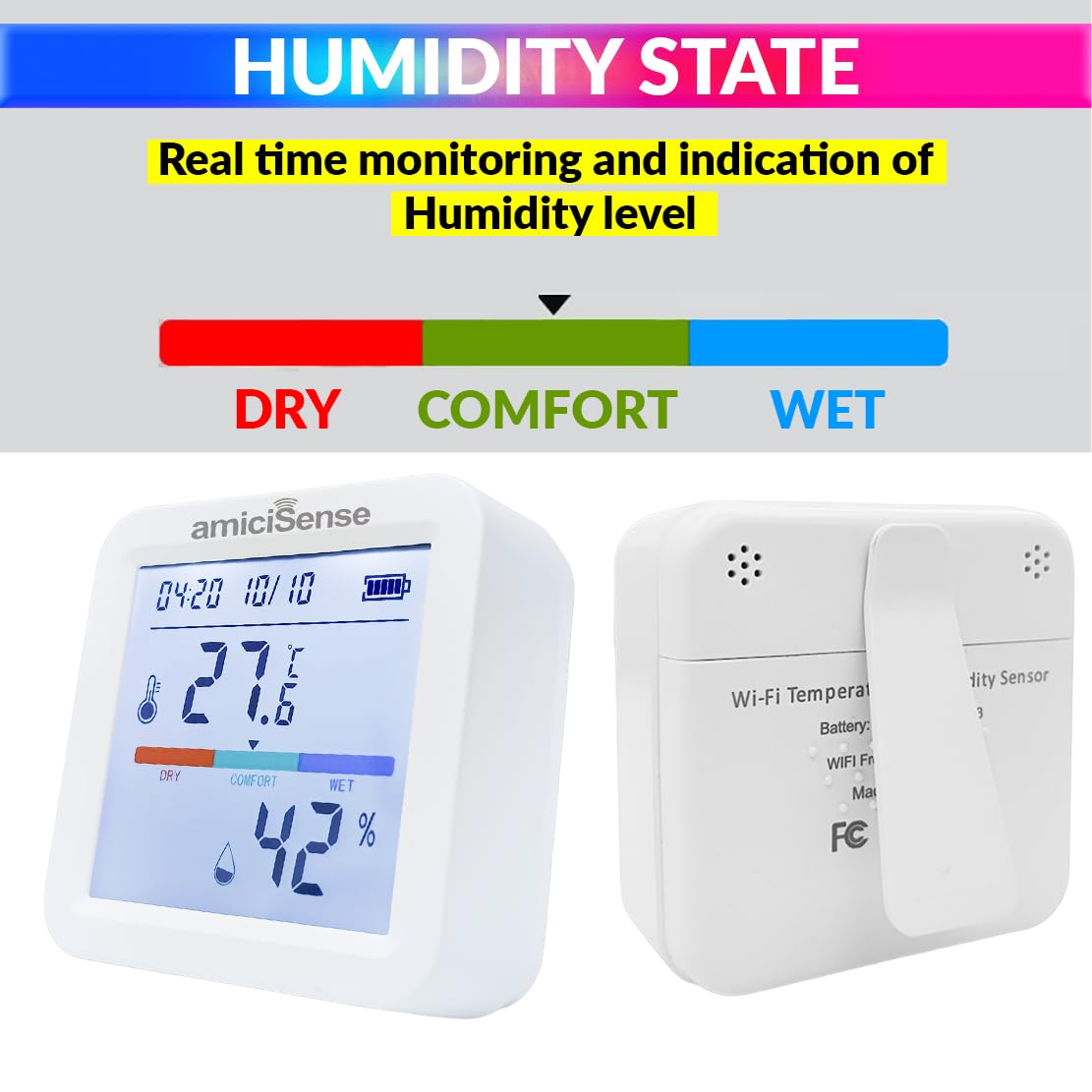 WiFi Temperature & Humidity Sensor – Smart Thermometer Hygrometer with Data Export & SmartLife App Connectivity