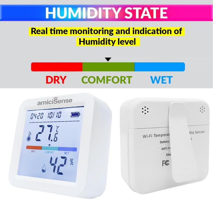 WiFi Temperature & Humidity Sensor – Smart Thermometer Hygrometer with Data Export & SmartLife App Connectivity