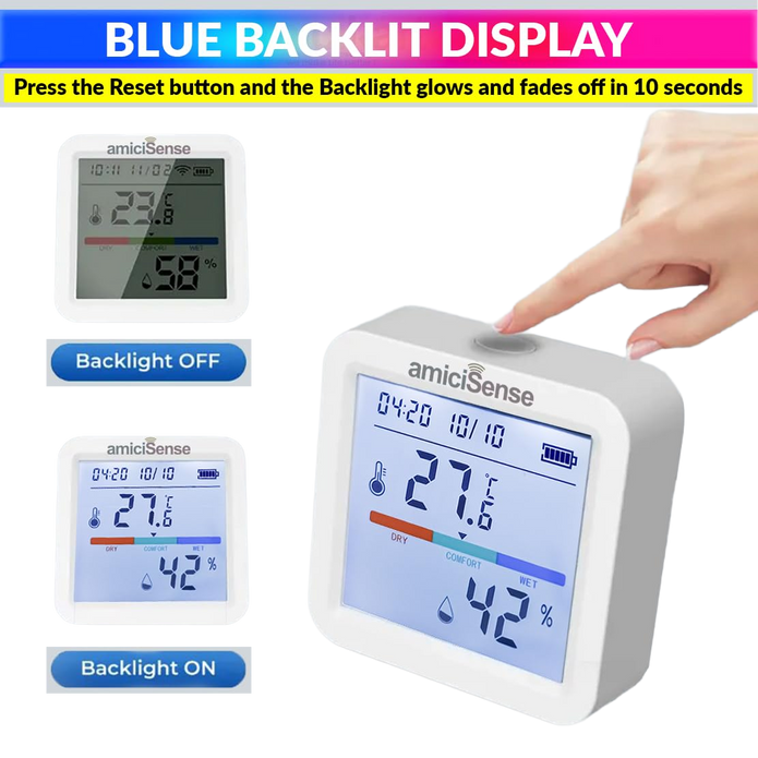 WiFi Temperature & Humidity Sensor – Smart Thermometer Hygrometer with Data Export & SmartLife App Connectivity