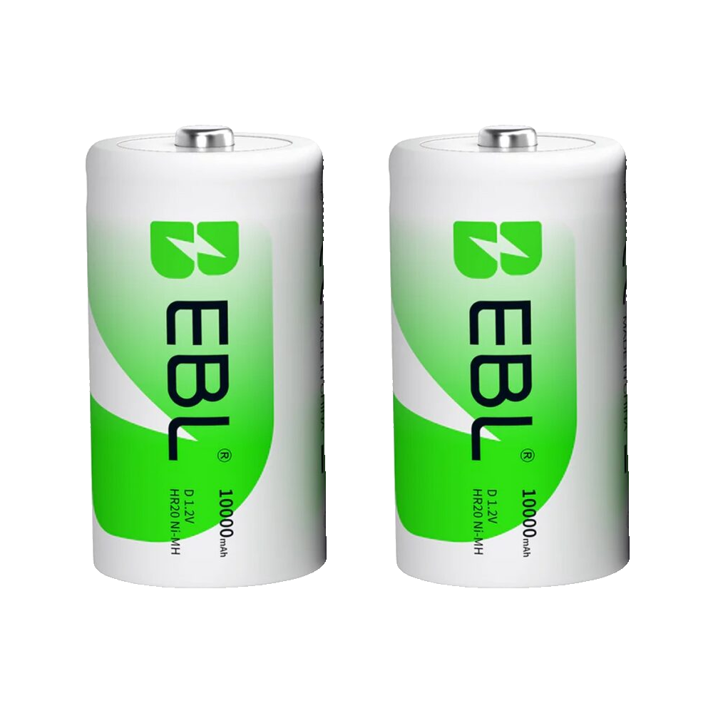 EBL D Cell 10,000mAh Ultra Pro Ni-MH Rechargeable Batteries High-Capacity D Size Battery